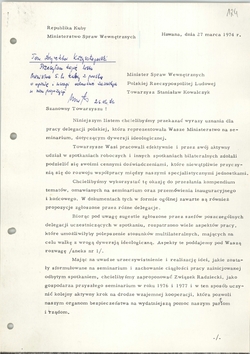 1974_MAR_27 Thanking letter for participation of Polish representation - Polish, Spanish