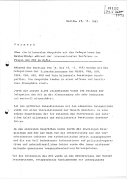 1983_NOV_21 Report on bilateral talks held during the conference in Sofia - German
