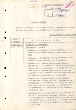 Program of the November 14–19, 1966, Berlin Conference of the Chiefs of Military Intelligence of the Warsaw Pact States - Polish