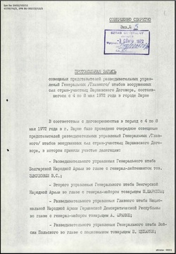 Protocol of the May 4–8, 1972, Varna Conference of the Chiefs of Military Intelligence of the Warsaw Pact States - Russian