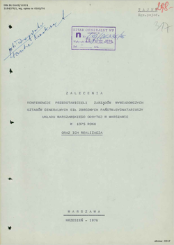Information on the implementation progress of the resolutions of the 1975 Warsaw conference - Polish