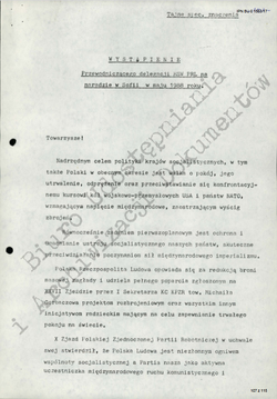 1988 Speech of the Polish representative - Polish