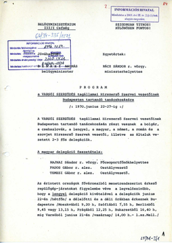 1970_JUN_08 Program of the conference - Hungarian
