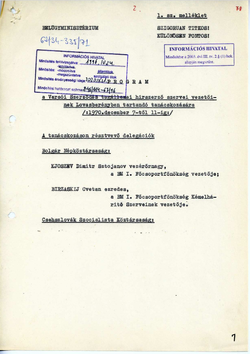1970 The list of attendees and detailed program of the conference - Hungarian