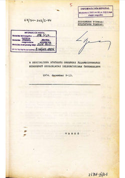 1974_DEC_7-13 Cover and table of contents of the conference minutes - Hungarian